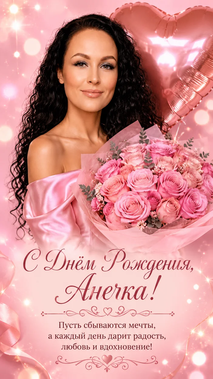 Фотосессия Анечки с сердцем и букетом
