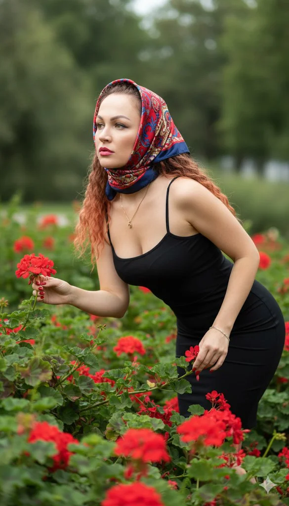 Парк и алые розы