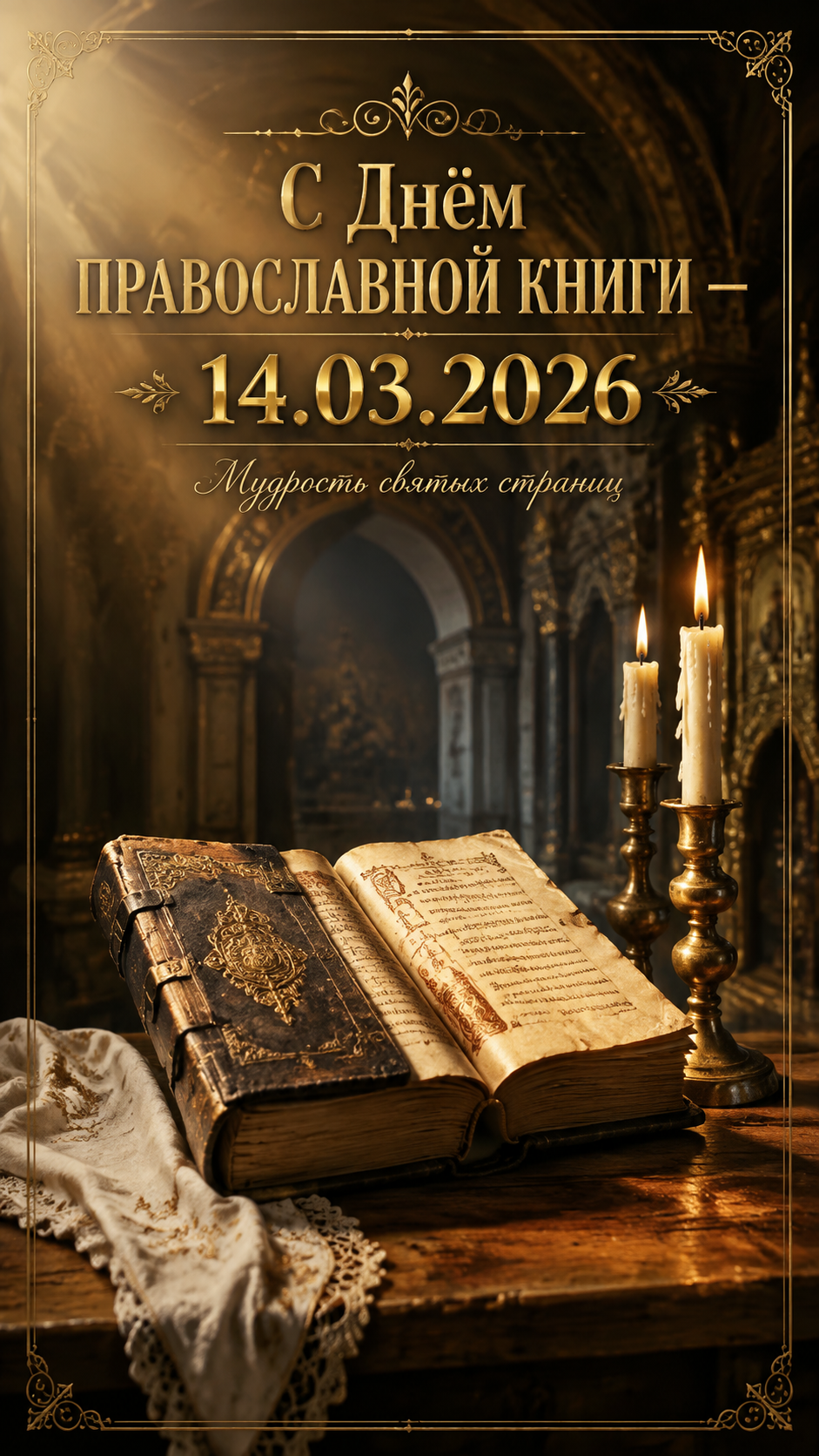 День православной книги — 14.03.2026 — светлая архивная открытка