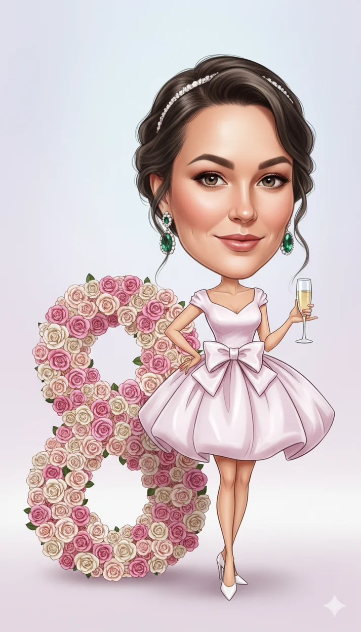 женщина в праздничном весеннем образе  8 Марта иллюстрация 