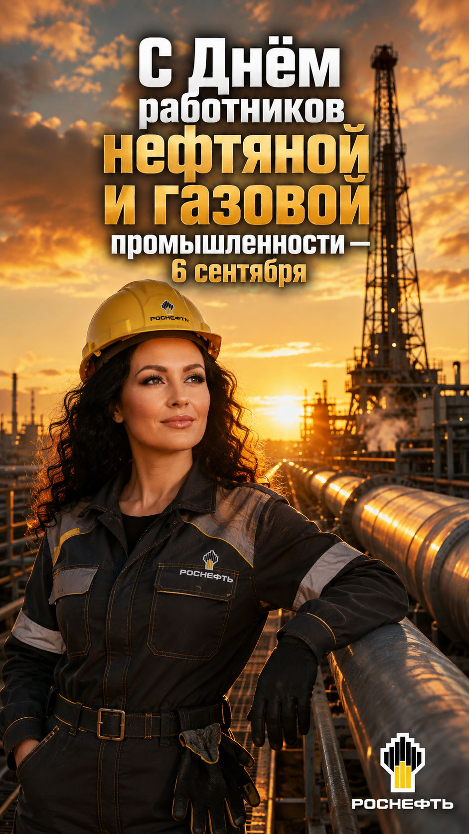 День работников нефтяной и газовой промышленности — поздравительная вертикальная фотосессия