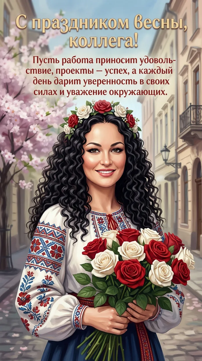 Открытка для коллеги на 8 марта 