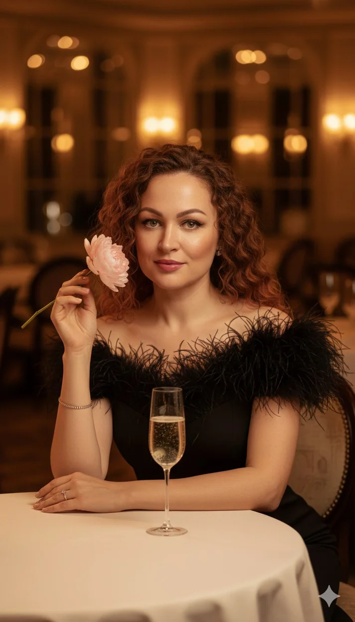 Вечерний люкс в черных перьях