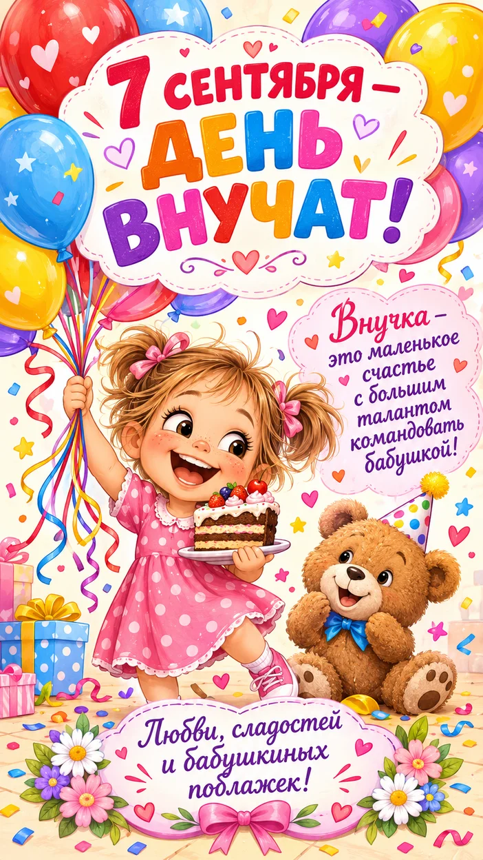 Фотосессия открытка к Дню внучат с винтажной мультяшной внучкой