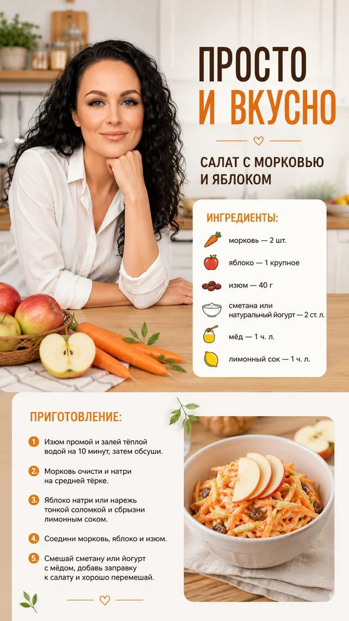 Фотосессия морковного салата с яблоком