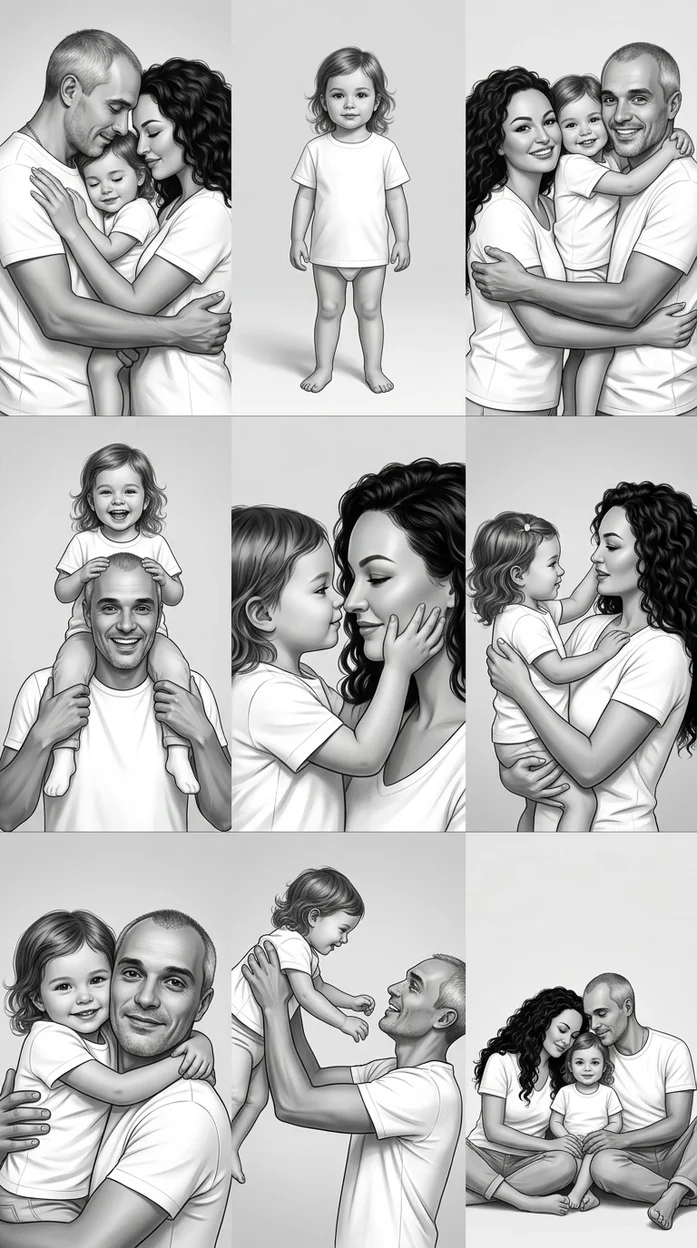 Коллаж иллюстрация семья