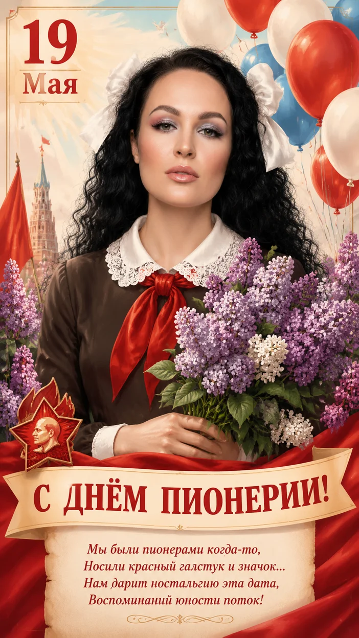  Нежная открытка «С Днём Пионерии» в современном советском стиле