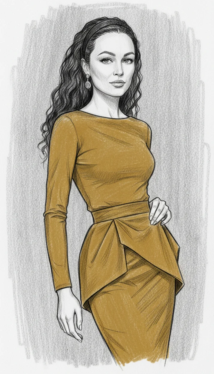 ИИ-фотосессия — Золотой fashion-скетч