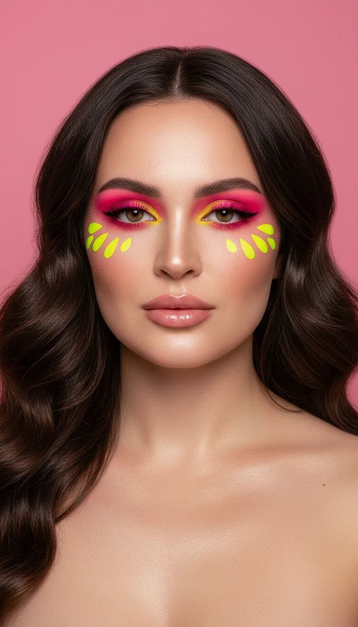  ЯРКИЙ НЕОНОВЫЙ БЬЮТИ-МАКИЯЖ С ЦВЕТОЧНЫМИ СТРЕЛКАМИ