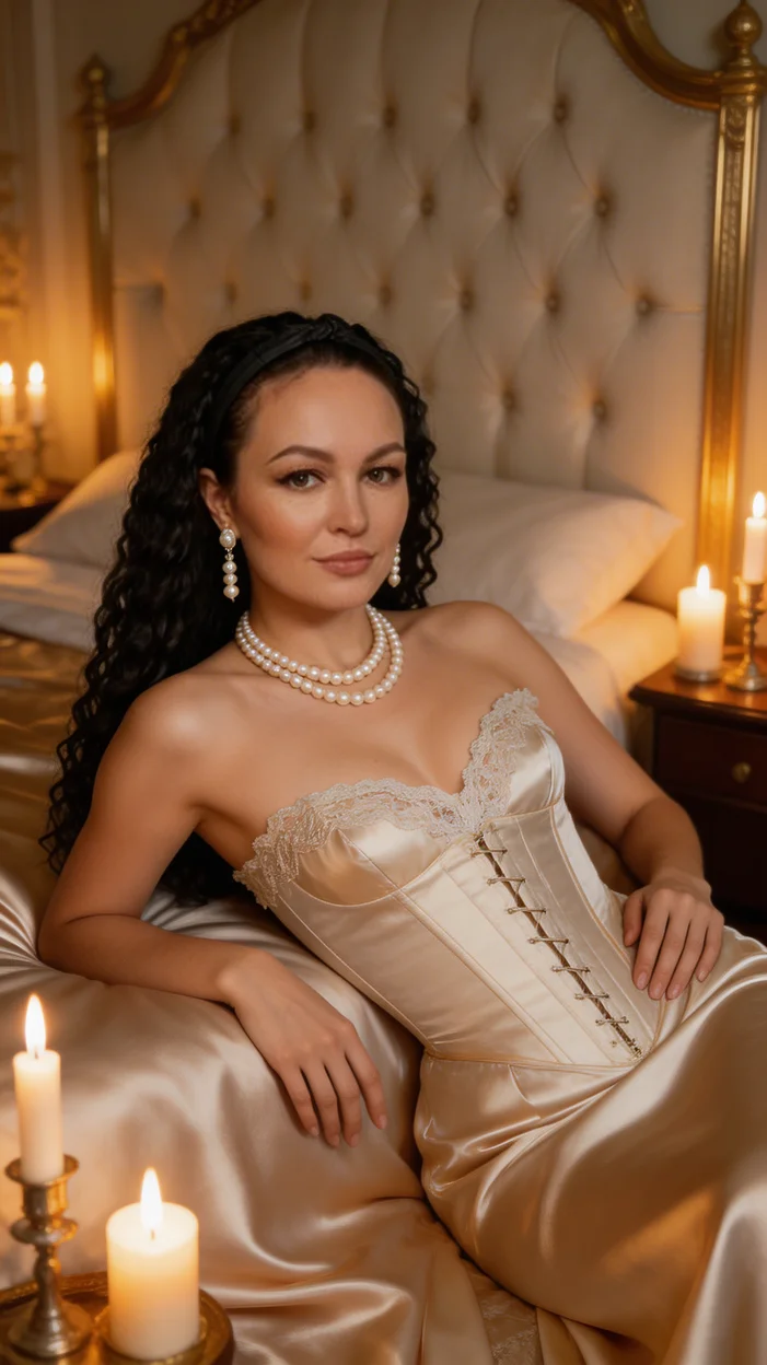 оскошный вечерний будуарный портрет при свечах . 