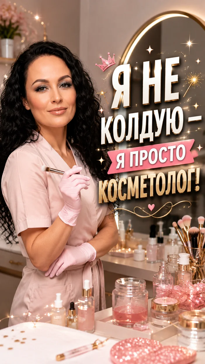 Фотооткрытка для косметолога с поздравлением "Я НЕ КОЛДУЮ — Я ПРОСТО КОСМЕТОЛОГ!"