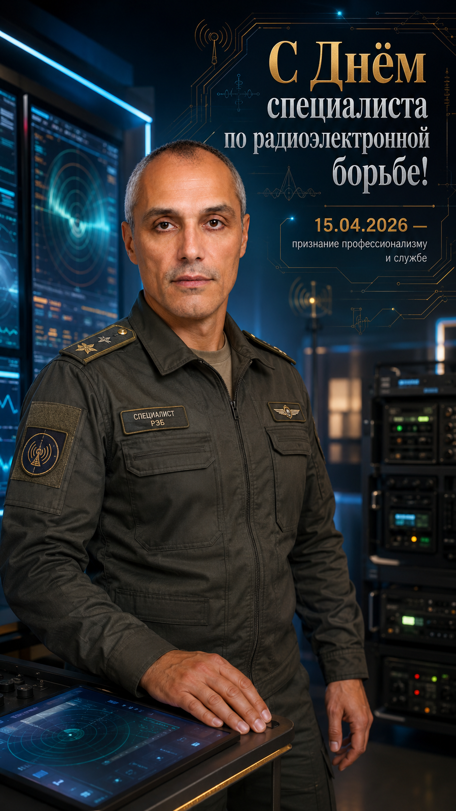 День специалиста по радиоэлектронной борьбе — 15.04.2026 — технологичная поздравительная фотосессия