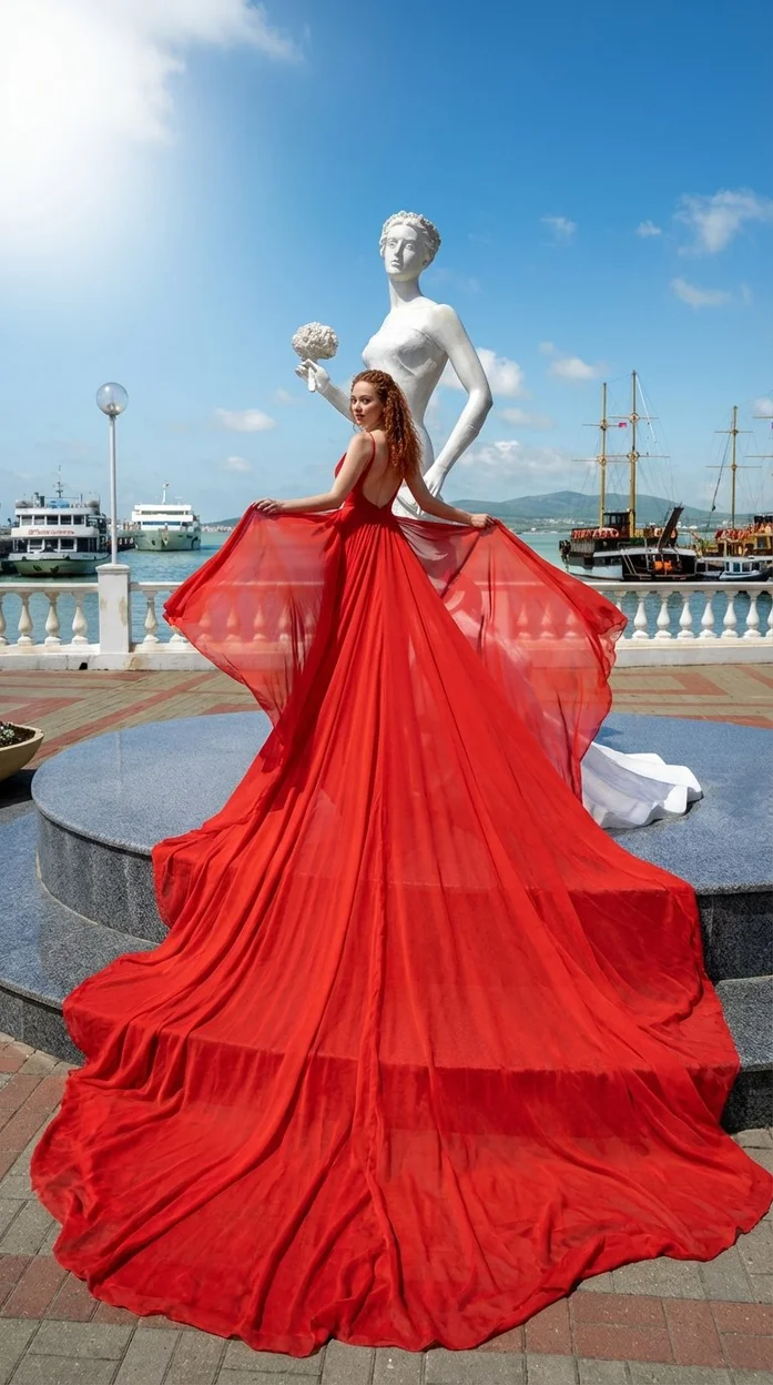 ИИ-фотосессия — Красное и мрамор