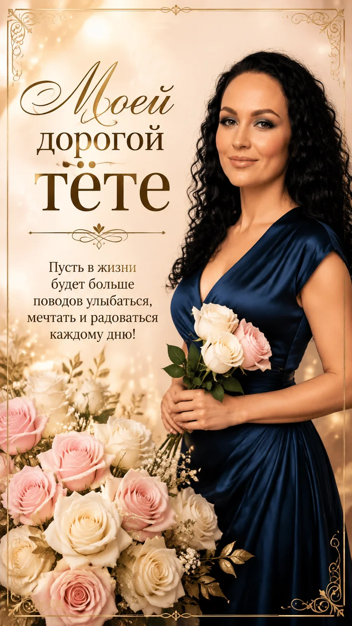 Розовая открытка тёте