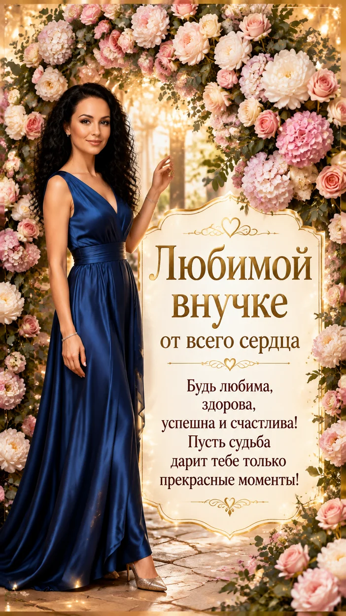 Торжественная открытка любимой внучке