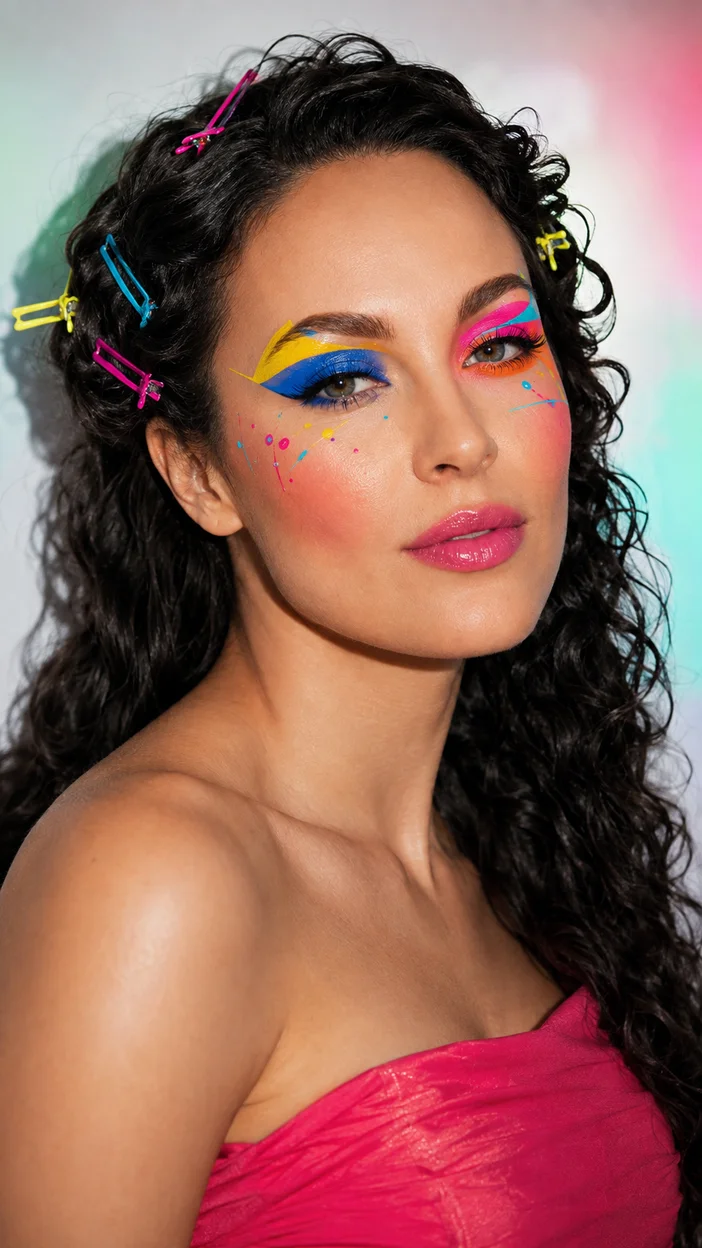 Фотосессия асимметричный арт‑beauty в студии с неоновым фоном