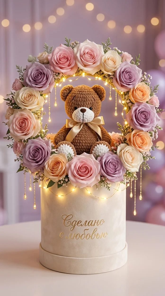 Ваше изделие в эксклюзивной упаковке с цветами и подсветкой 