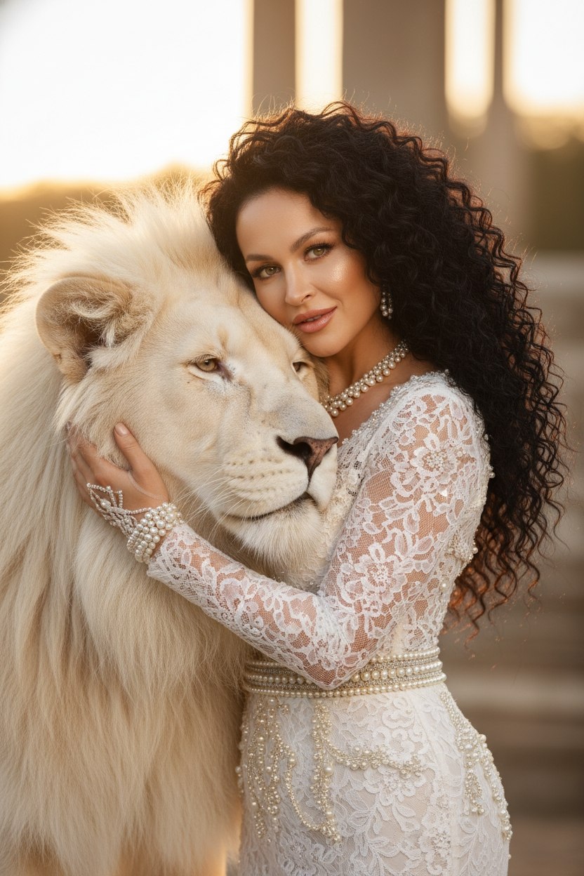 Белая нежность со львом