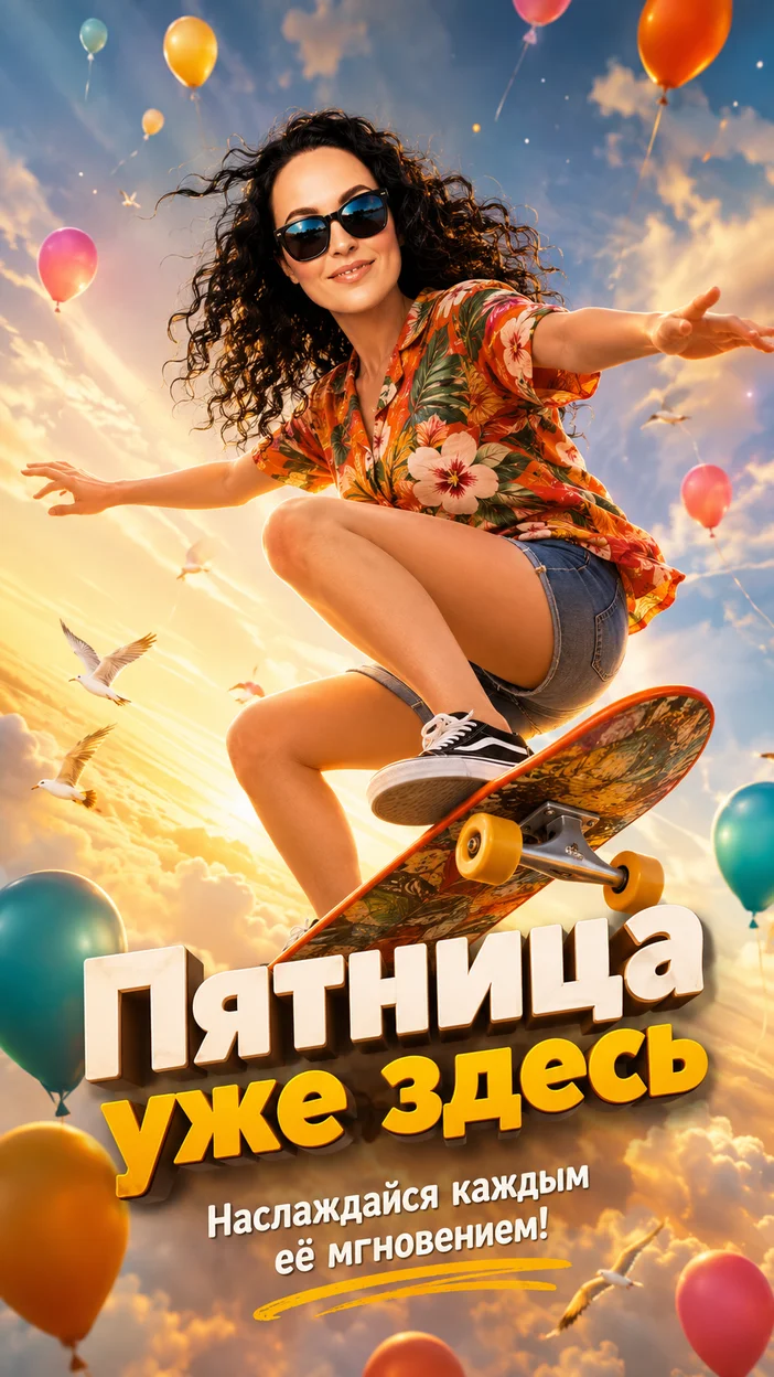 Фотооткрытка для друзей с поздравлением "Пятница уже здесь"