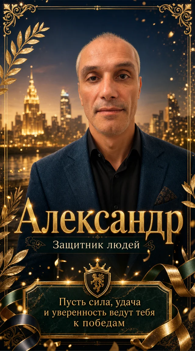«Александр» поздравительная открытка именная с фото 