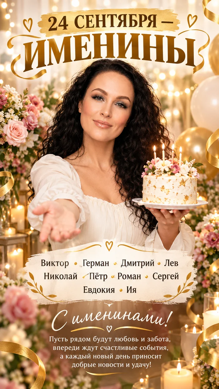 Фотосессия в праздничной фотозоне с тортом — 24 сентября Именины, список имён, ленты и свечи