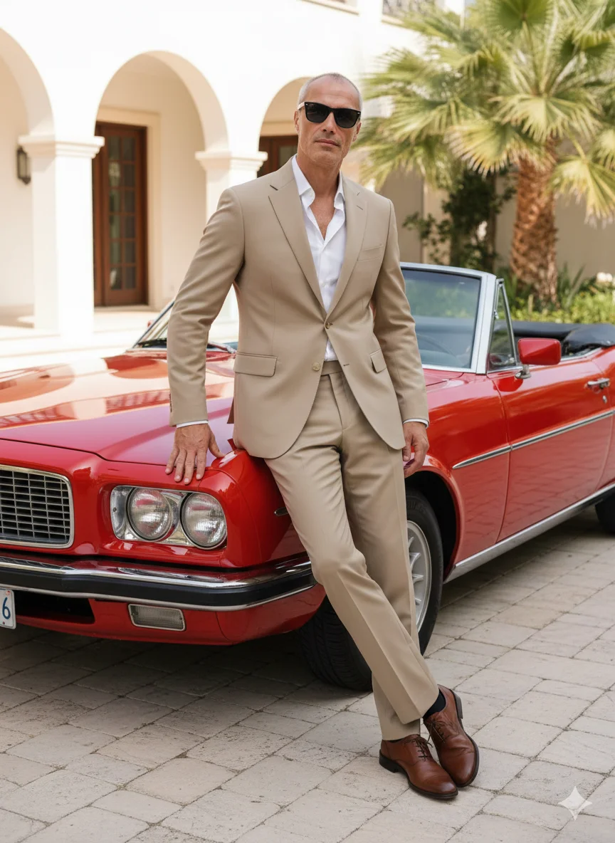 Мужчина у красного кабриолета