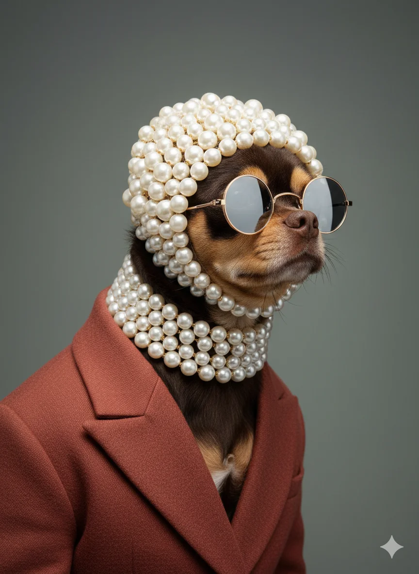 Собака в пиджаке и очках 