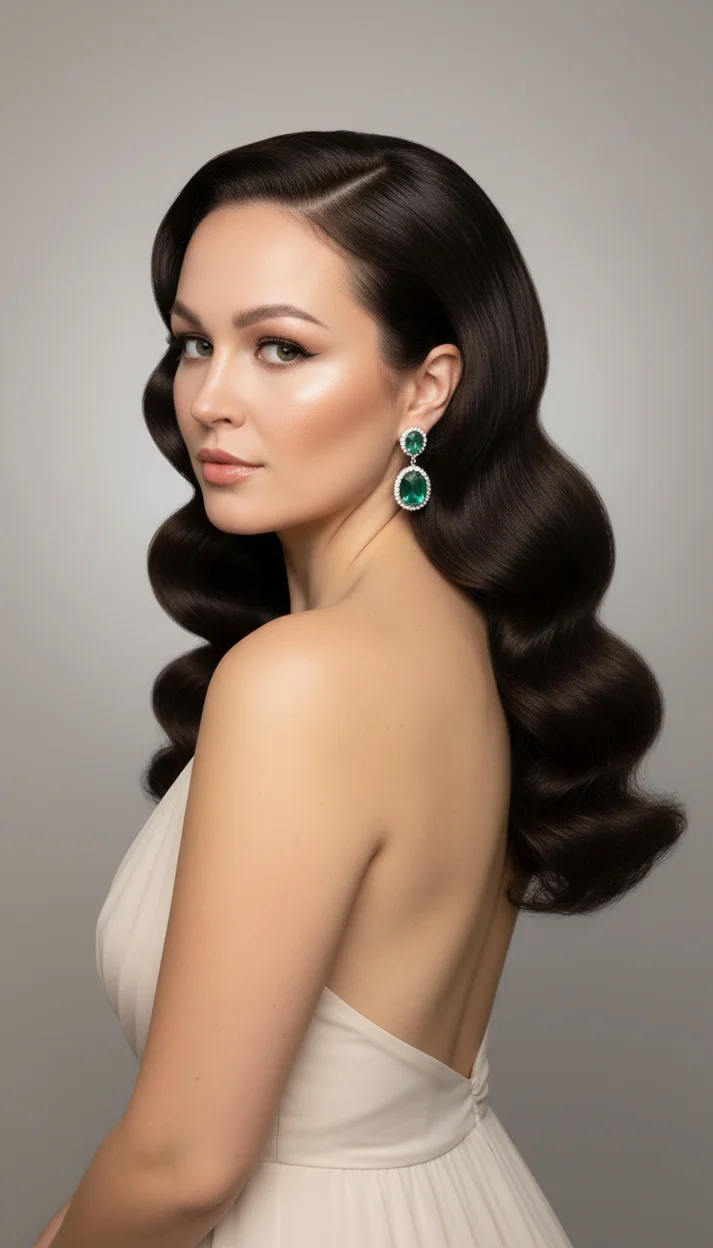 Замена прически - Ретро-укладка с мягкими голливудскими волнами и объемной формой 