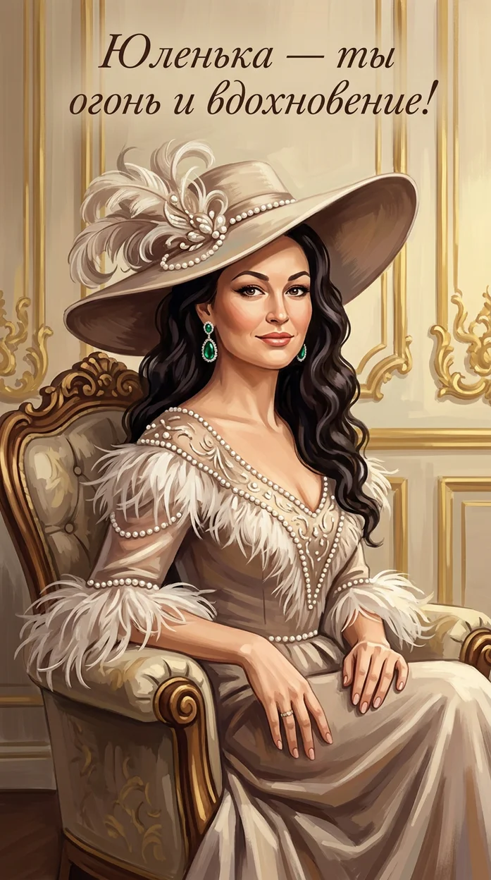 Юленька — ты огонь и вдохновение! Открытка с вашим фото 