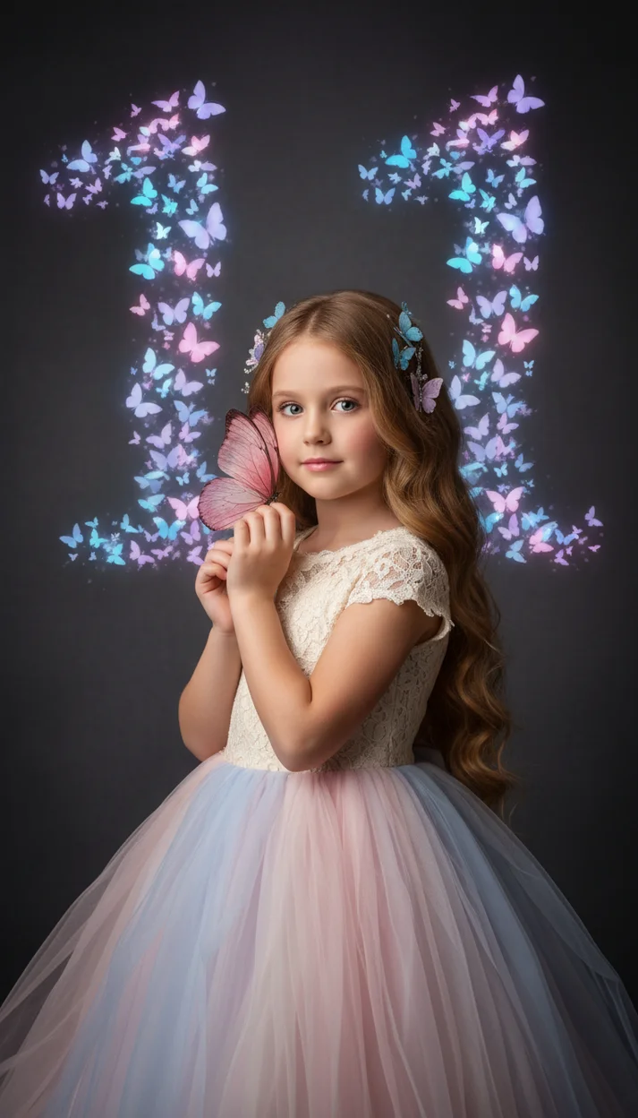  Фотосессия на 11 лет с нежными бабочками