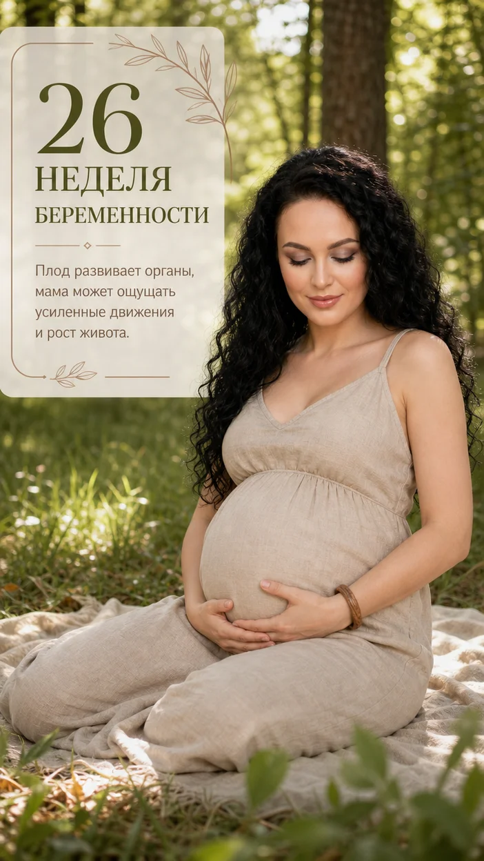 Фотосессия беременная на лесной поляне на 26 неделе