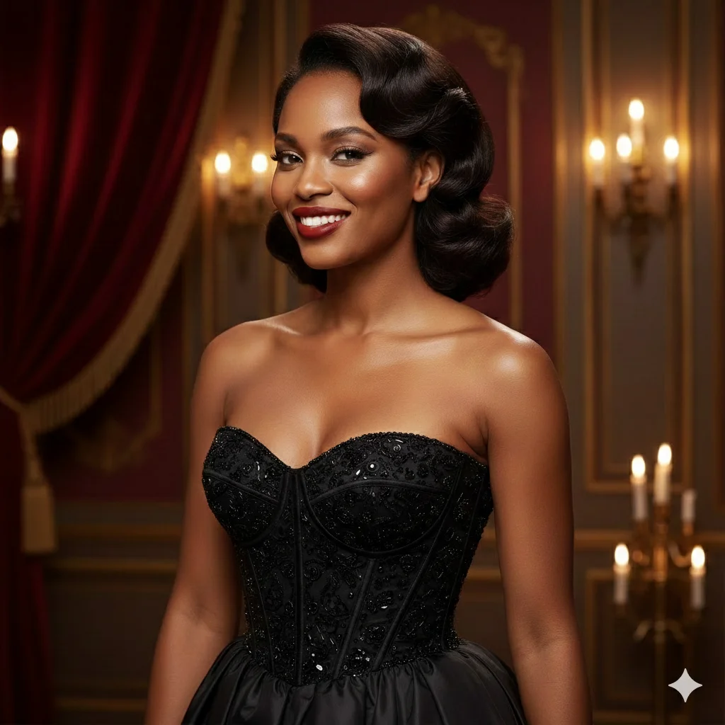 Сцена для продажи  - Серьги (Женщина с тёмной кожей глубокого тёплого оттенка) 