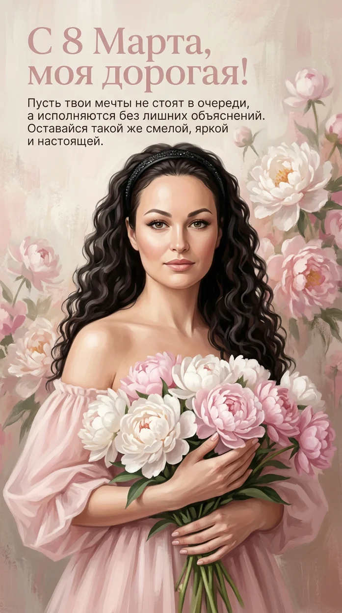 Открытка с 8 Марта подруге или сестре 