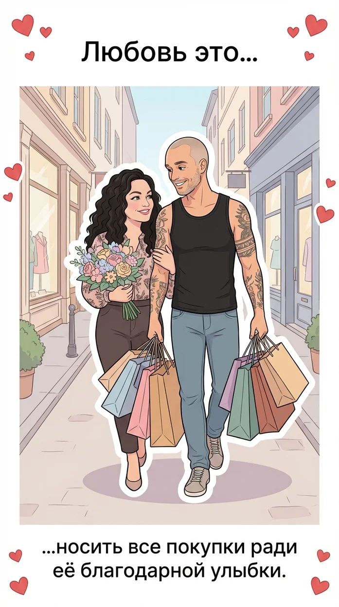 Открытка «…нести весь шопинг ради её благодарной улыбки.» 