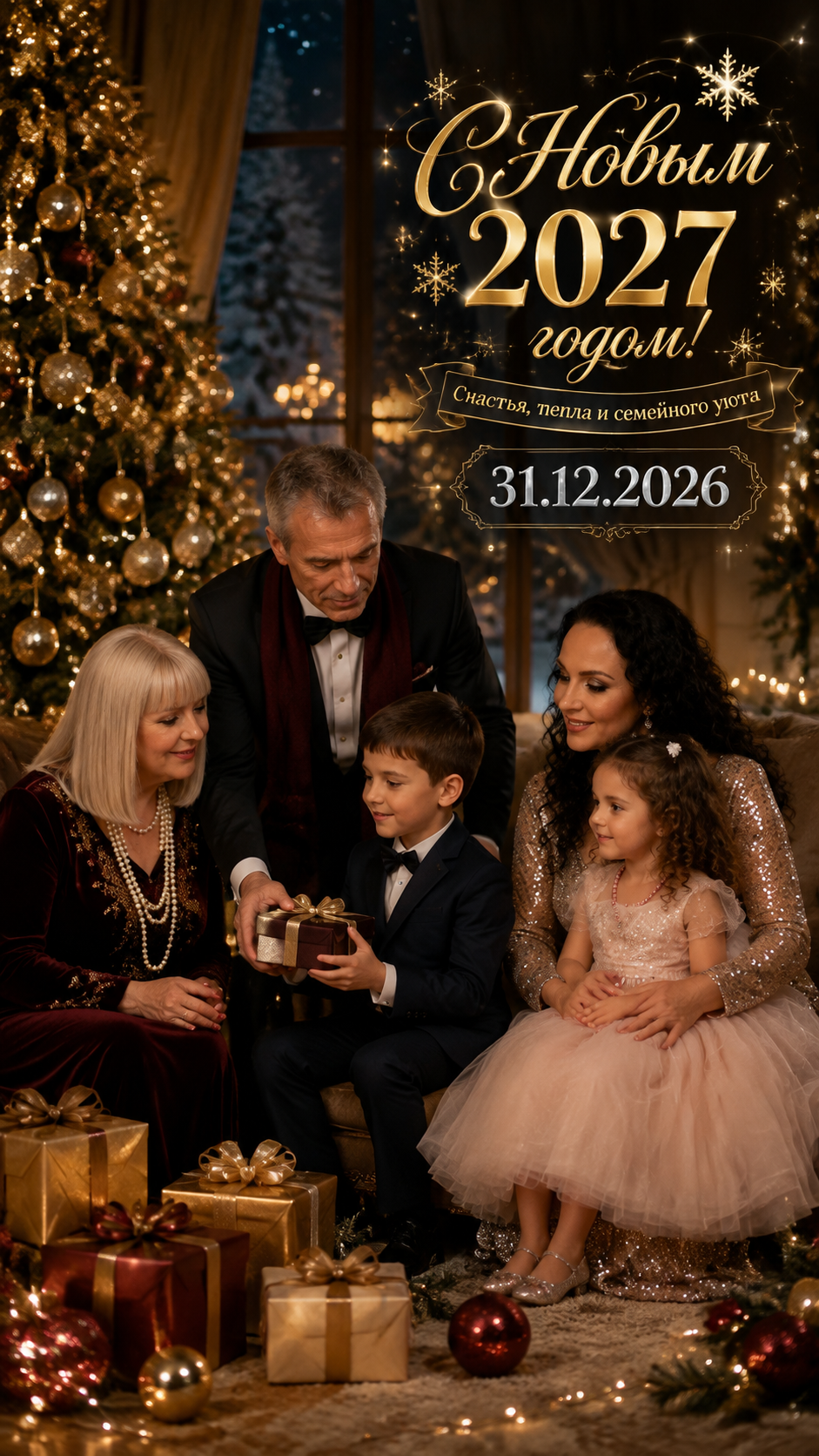 Новый год — 31.12.2026 — роскошная семейная фотосессия