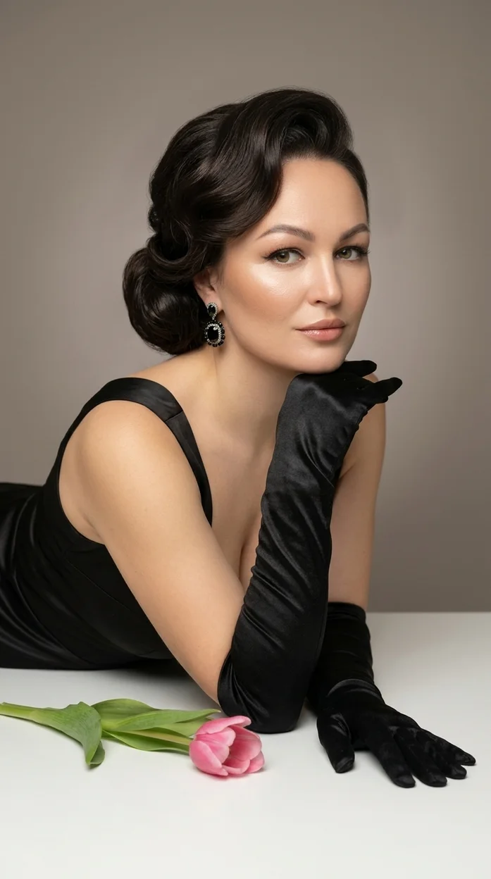  Бьюти-фэшн портрет Девушка с тюльпаном 