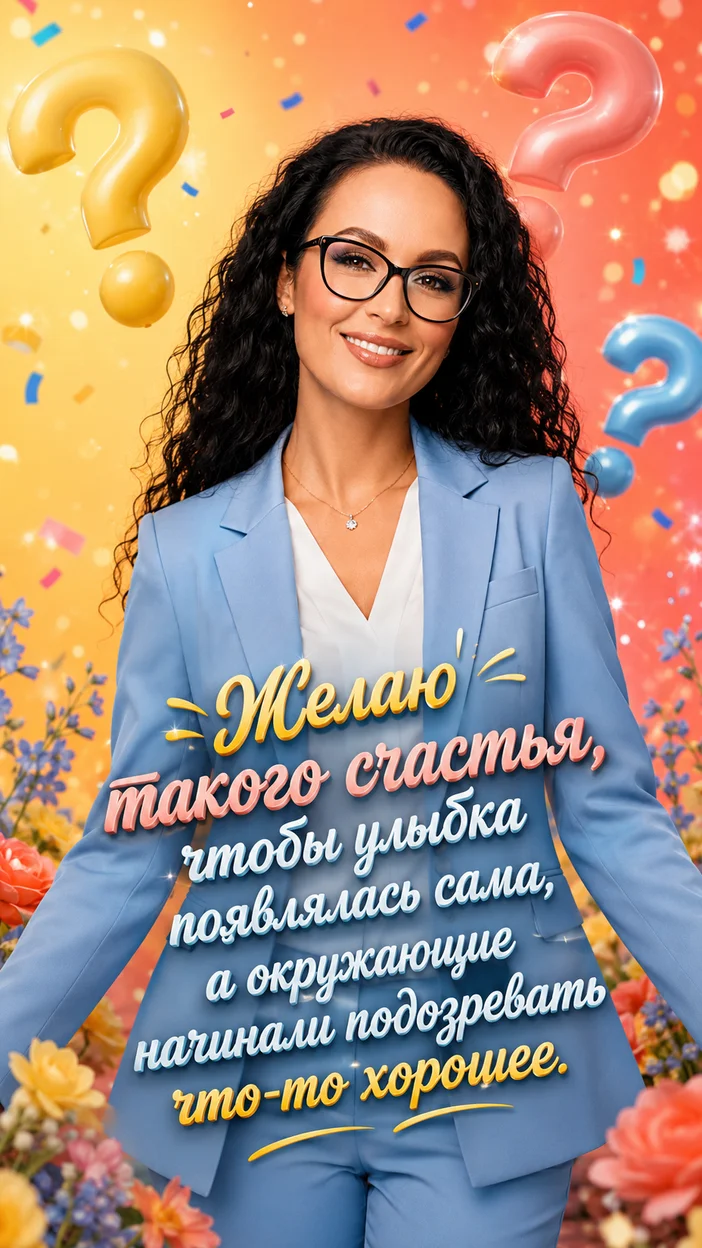 Фотооткрытка для тебя с пожеланием "Желаю такого счастья, чтобы улыбка появлялась сама, а окружающие начинали подозревать что-то хорошее."
