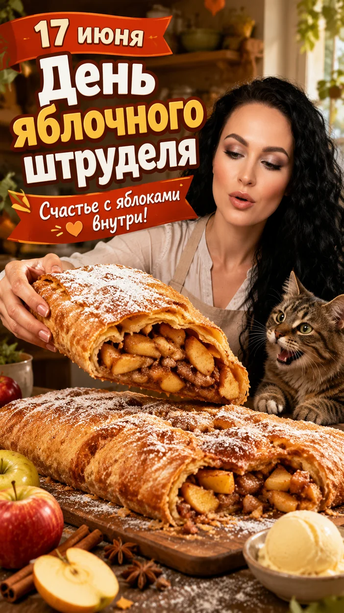«День яблочного штруделя» 17 июня открытка с ии 