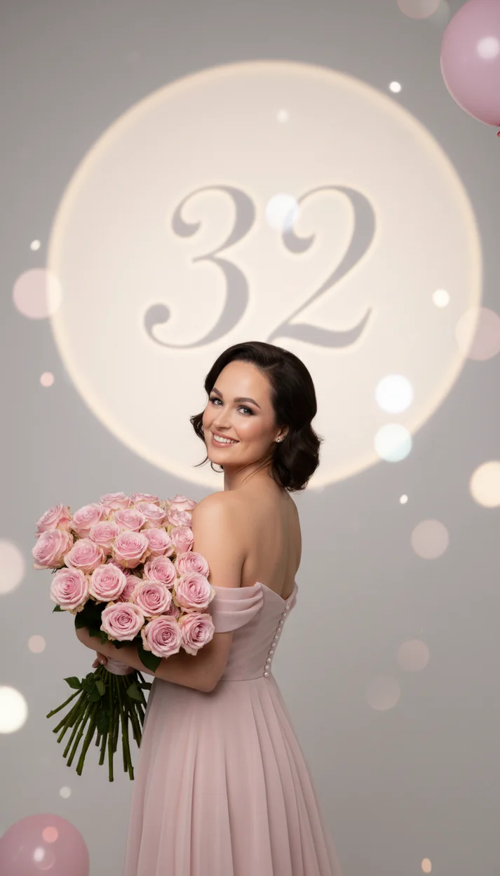  Фотосессия на день рождения 32 года с цветами 