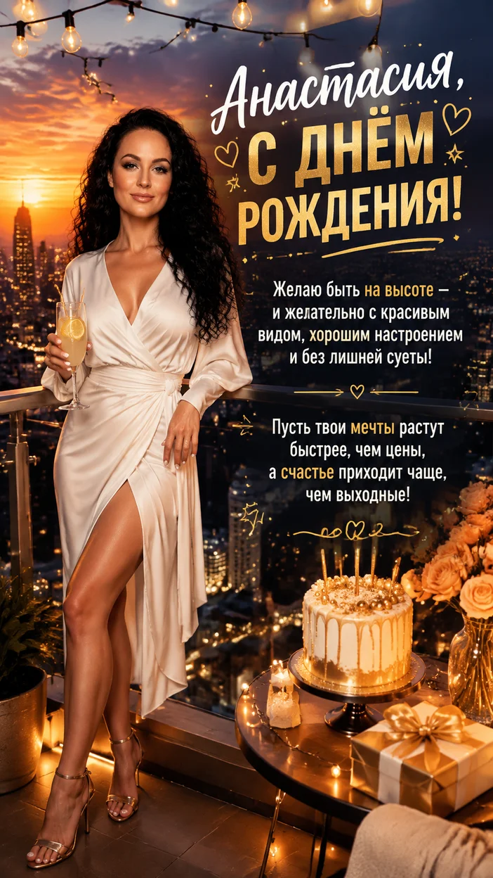 Фотосессия на крыше-рофтопе для дня рождения Анастасии