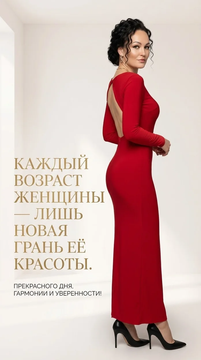 ИИ-фото — в красном платье