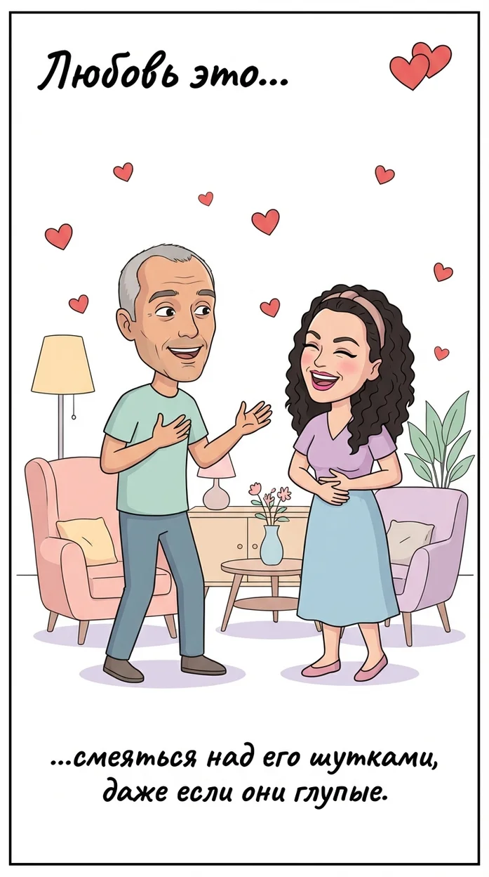 Открытка «…смеяться над его шутками, даже если они глупые.» 