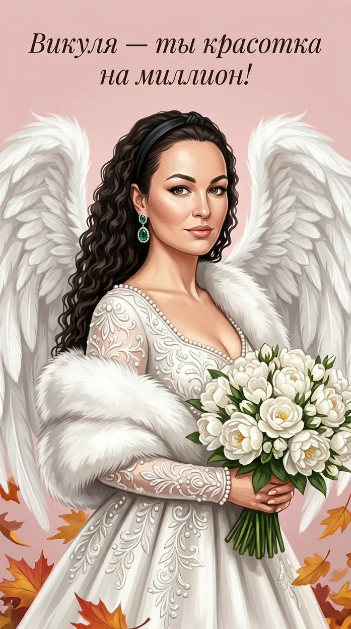 Викуля — ты красотка на миллион! Открытка с именем и вашим фото 
