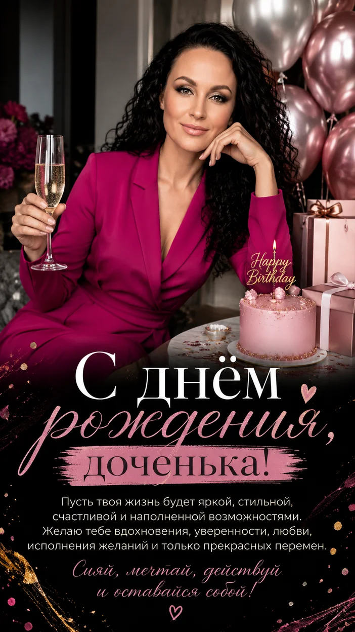 Фотосессия открытка взрослой дочери в fashion-glossy стиле