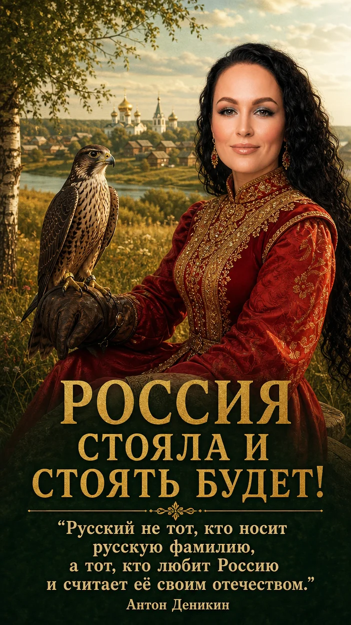 Фотосессия патриотическая с соколом на руке