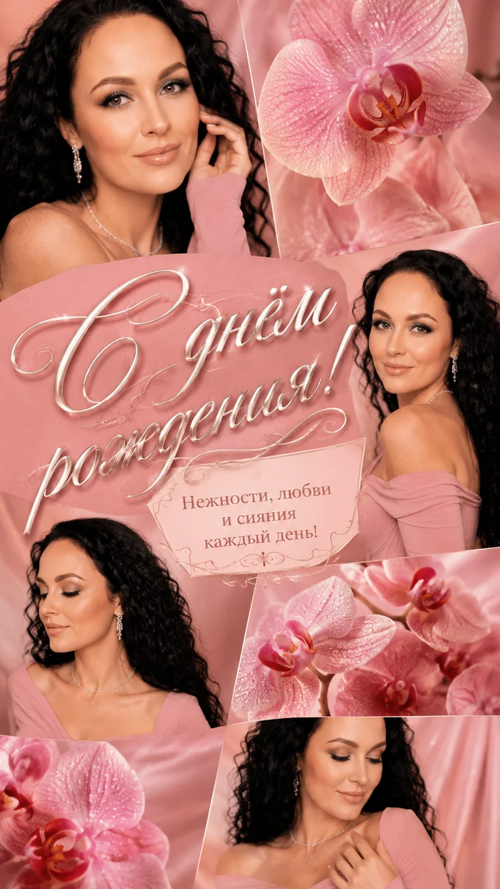 Фотооткрытка для неё с пожеланием "С днём рождения!"
