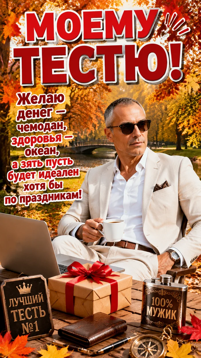 Фотосессия тестя с осенним поздравлением