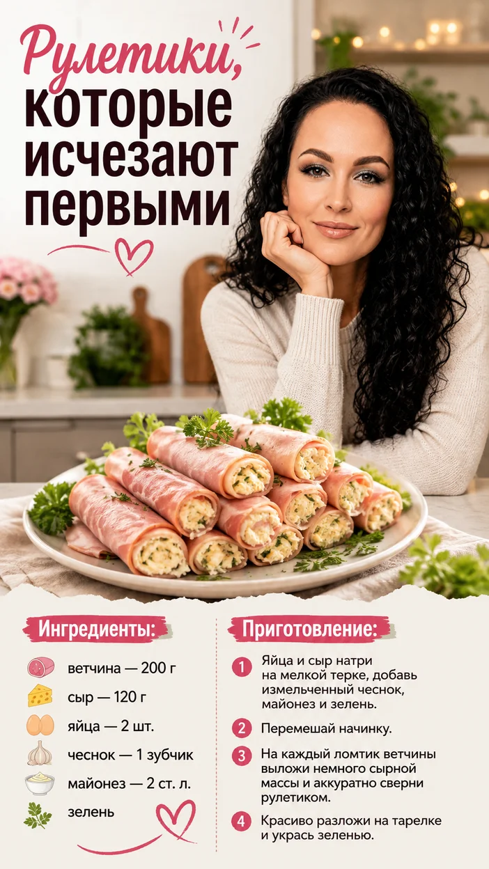 Фотосессия рулетиков из ветчины