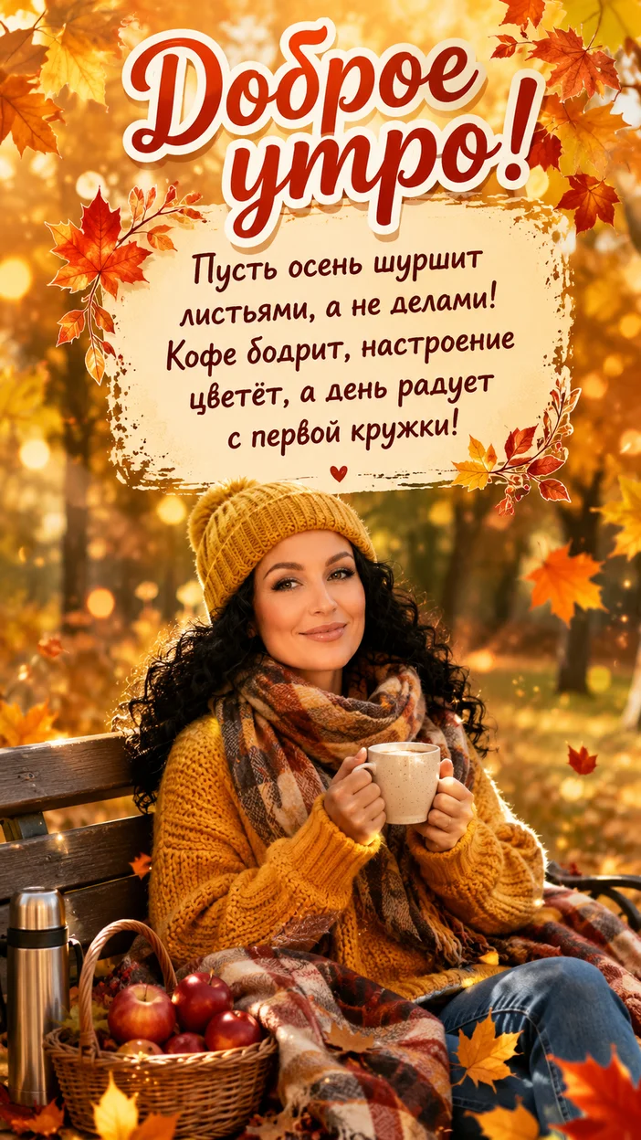 Фотосессия доброго утра в осеннем парке