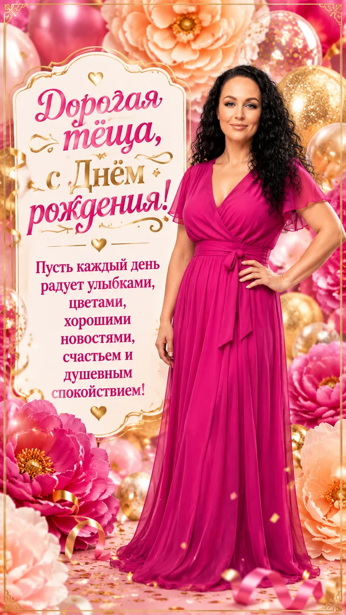 Фотосессия тёщи в цветочном постере